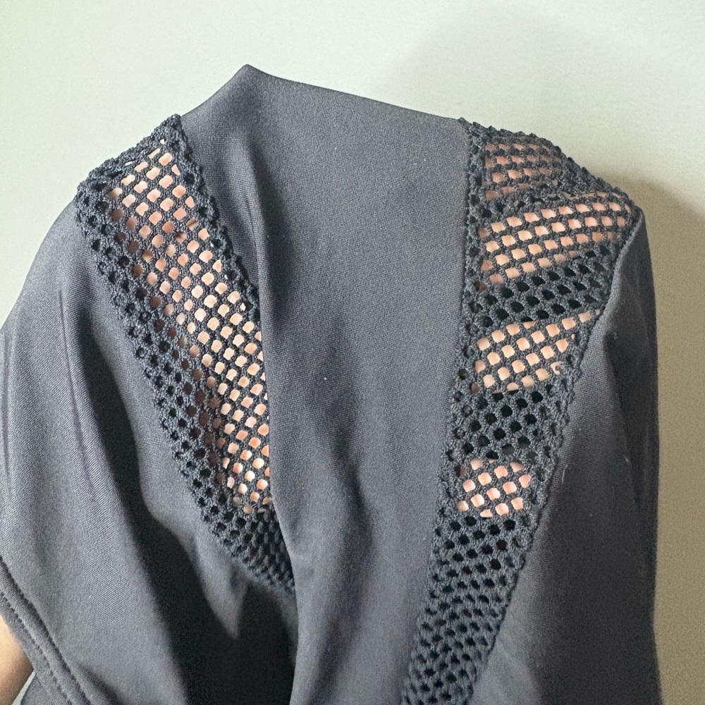DKNY Black Mesh Panel One Piece Swimsuit | Size 14 | Chic Cutout - Picture 8 of 9